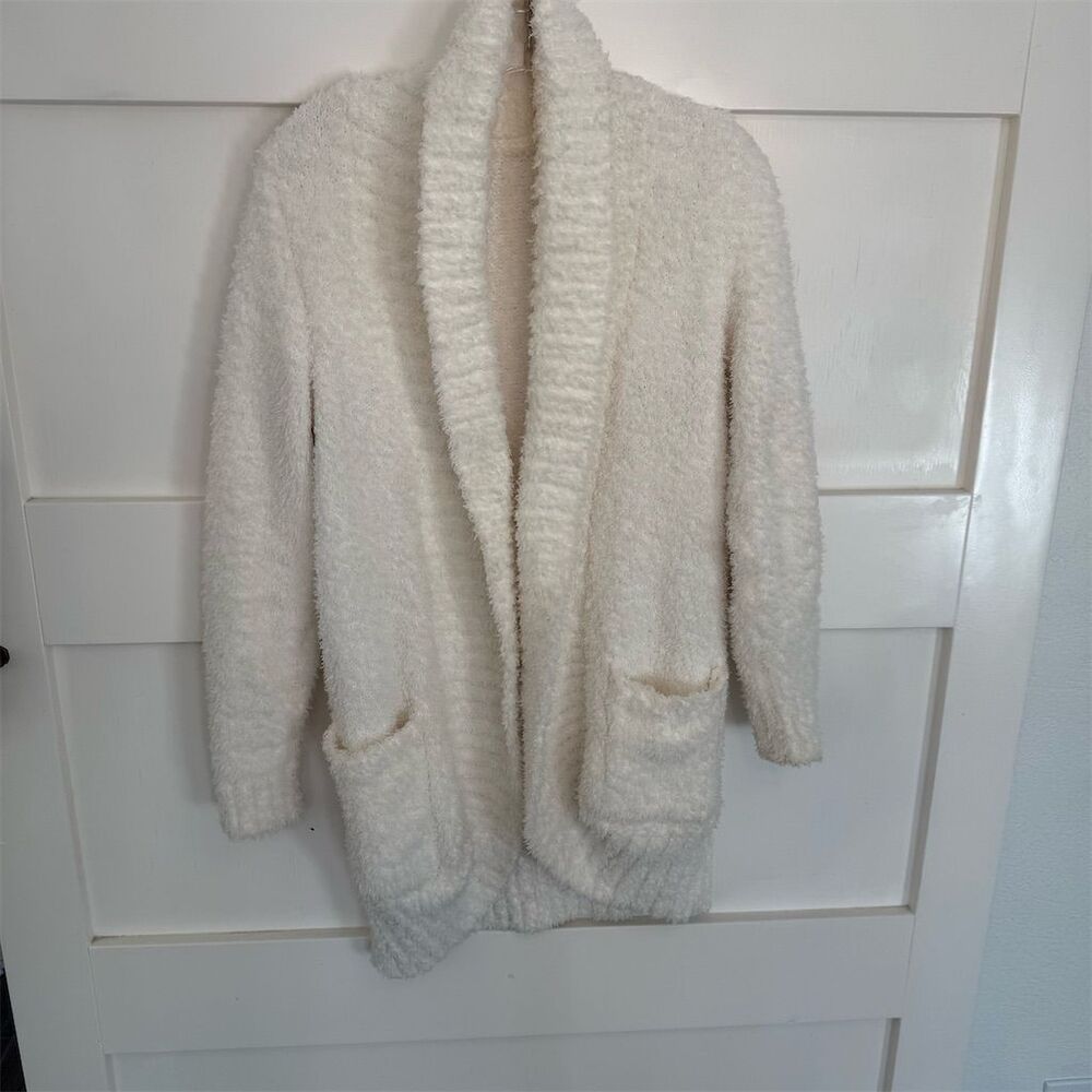 Barefoot Dreams Women's Ivory Cardigan Sweater with Pockets Size S